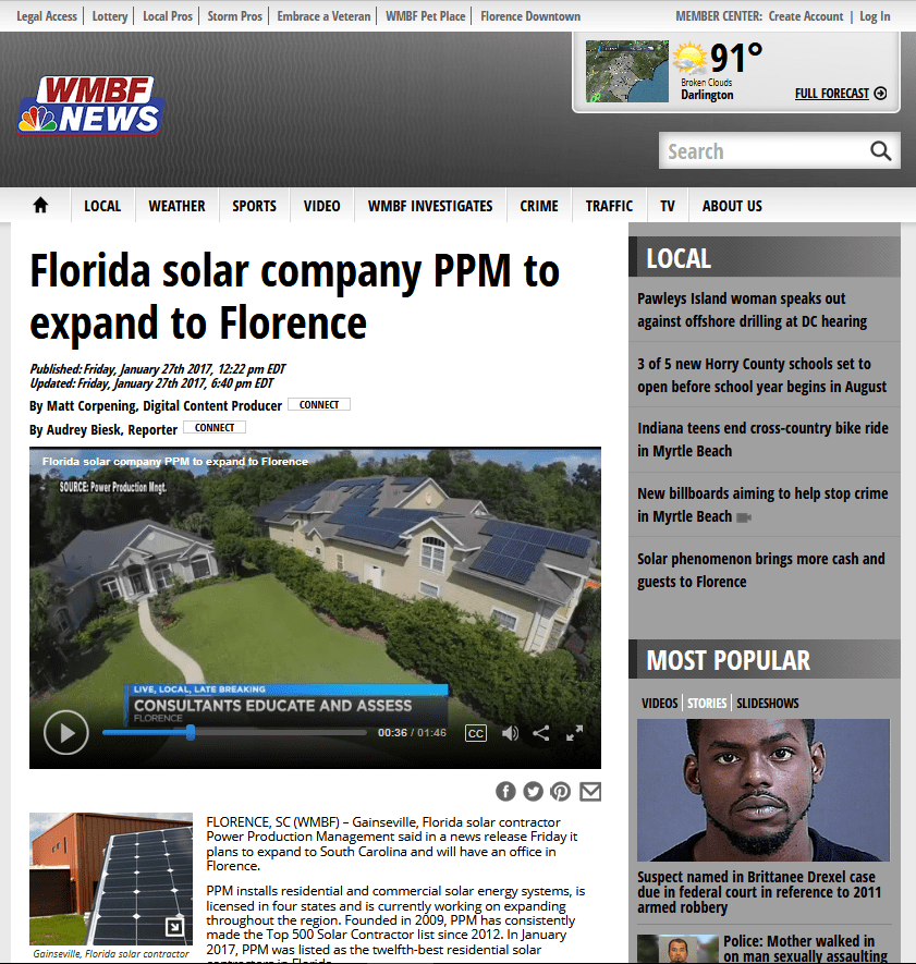 Now Servicing South Carolina PPM Solar