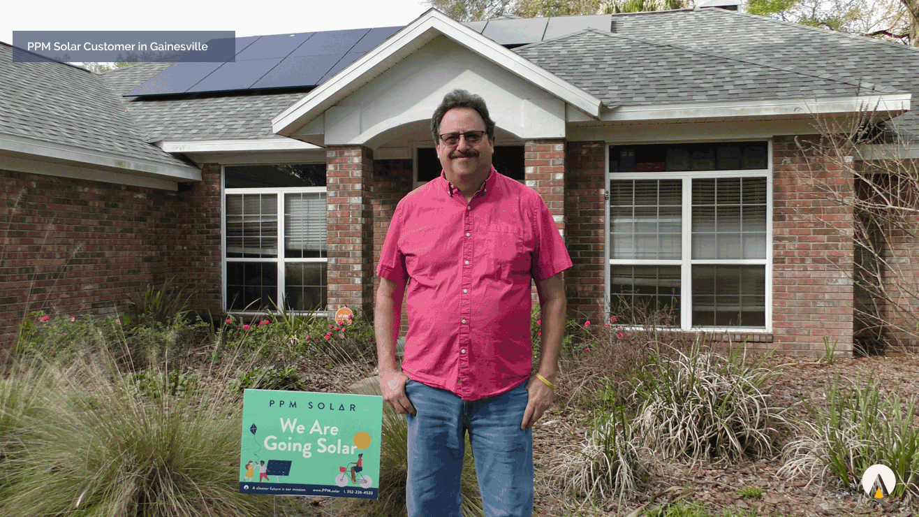 Chris Wendler - customer of PPM Solar in Gainesville - in front of his house