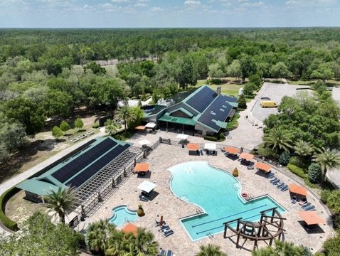 Pool and solar roofs at Black Prong Resort