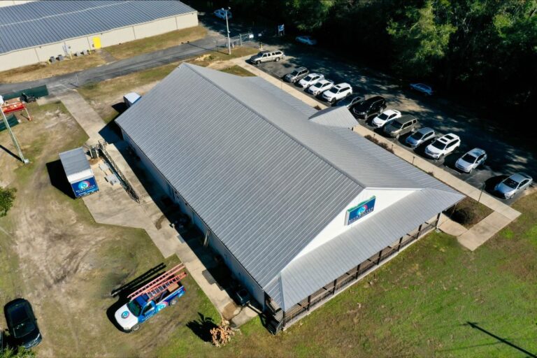 Aerial view of the Buckhalter AC rooftop solar array