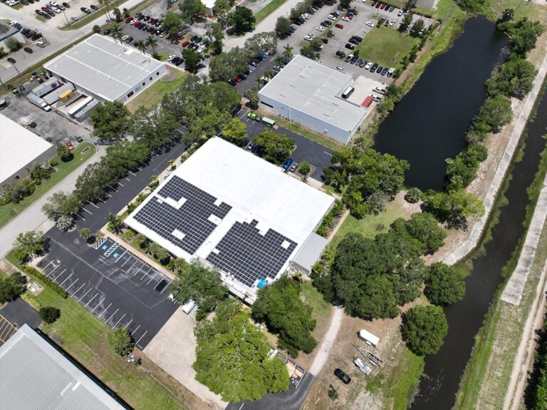 Aerial view of the Just Add Power rooftop solar array