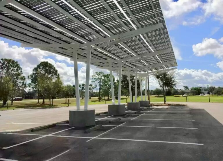 Solar carport canopy at Jessica Clinton Park in Port St. Lucie