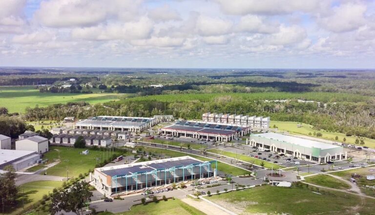 Aerial view of PPM Solar's 2 MW San Felasco Tech City installation in Alachua, Florida