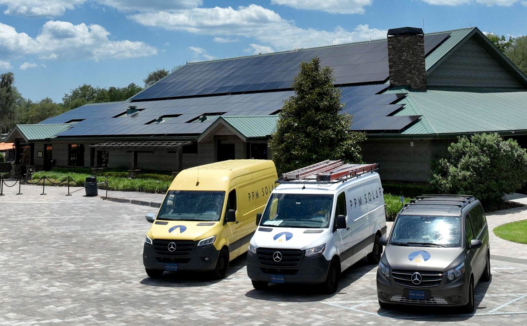 PPM Solar installation vans at Black Prong Resort